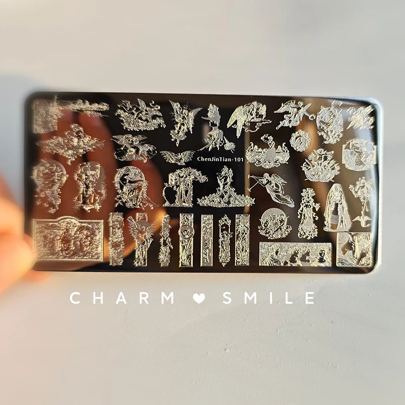 Cartoon Characters Stamping Plates  French Line Geometry  Flowers Leaves Animals Image Stainless Steel Nail Art Template Stencil