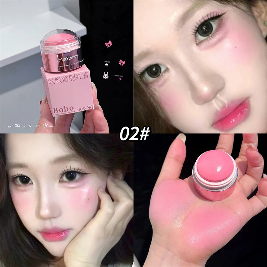 Matte Nude Apricot Blusher Cream Brighten Face Rouge Contouring Makeup Natural Mousse Blush Mud Peach Cream Cheek Tint Cosmetics