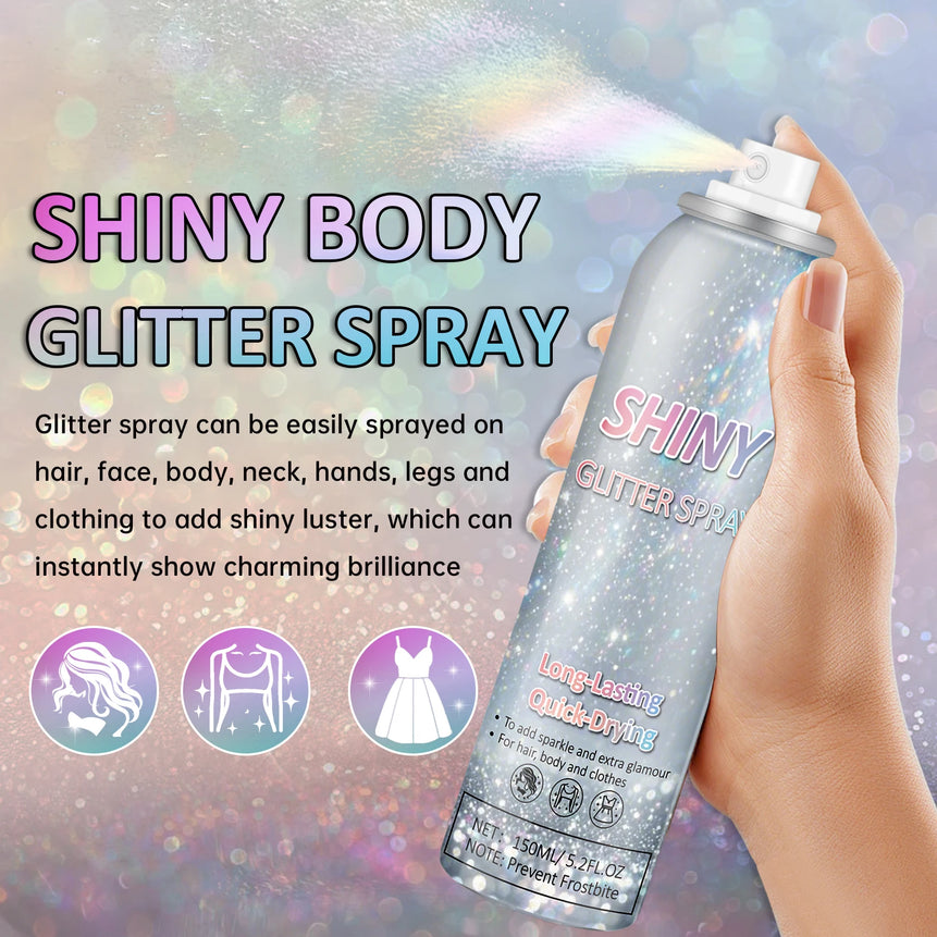 2025 Hot Sale Holographic Rainbow Silver Glitter Spray for Hair Body Quick-Drying Long Lasting Glitter Christmas Decorations