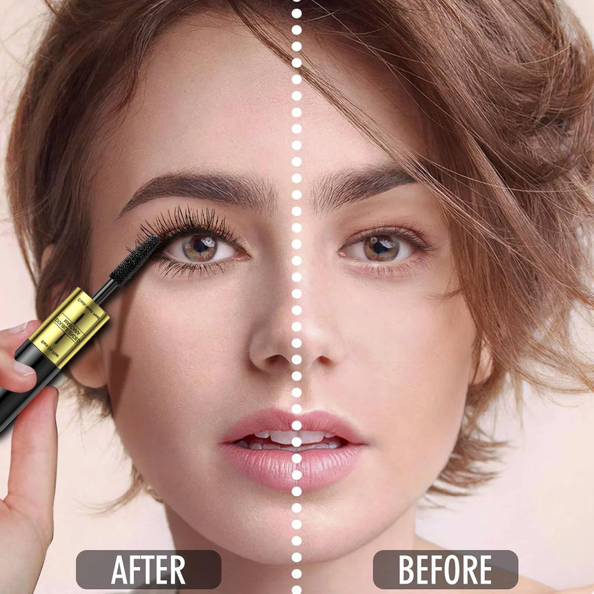 QIC Double In-one Mascara Silk Fiber Mascara Waterproof Mascara Eyelash Extension Black Thick Lengthening Eye Lashes Cosmetics
