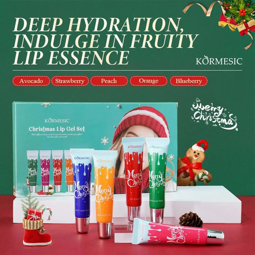 4PCS Hydrating Lip Balm Christmas Gift Set Plumping Moisturizer Nourishing Repair Gel Care Kit Lipstick Base Lip Gloss Treatment