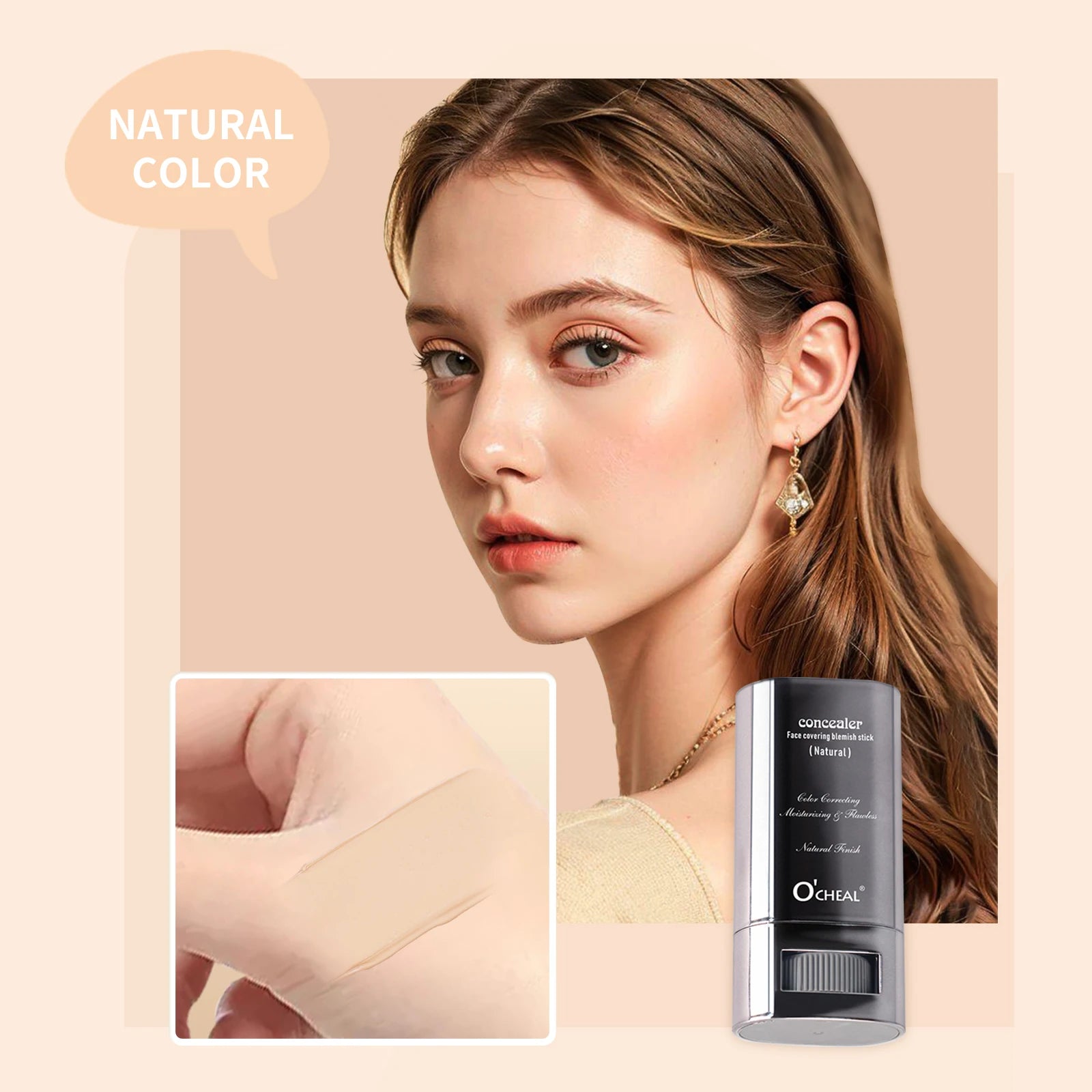 Ocheal Face Foundation Stick Long-wear Lightweight Brighten Stick  Face Blemish Beauty Makeup
