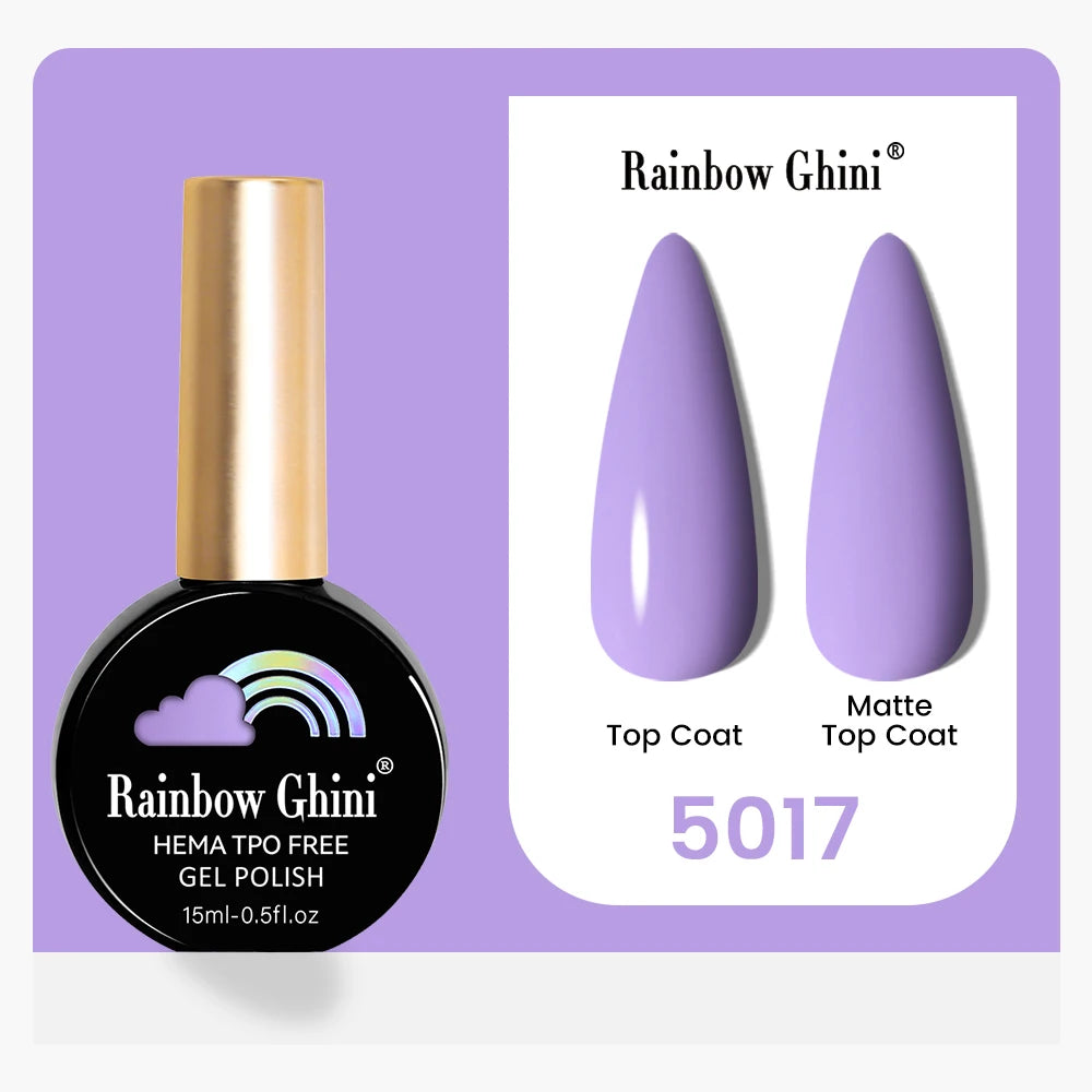 Rainbow Ghini 15ML 146 Colors Long-Lasting Colorful Gel Nail Polish Professional UV/LED Gel Polish Base Coat Matte Top Coat