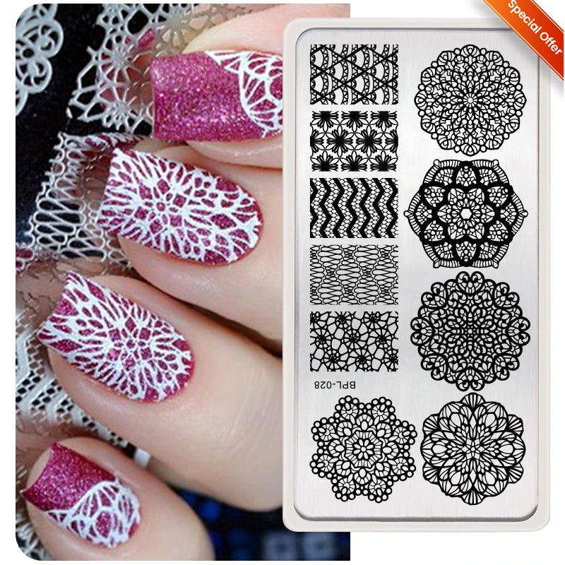 Stamping Plates Butterfly Necklace Floral Line Nail Art Templates Printing Image Manicure Tool