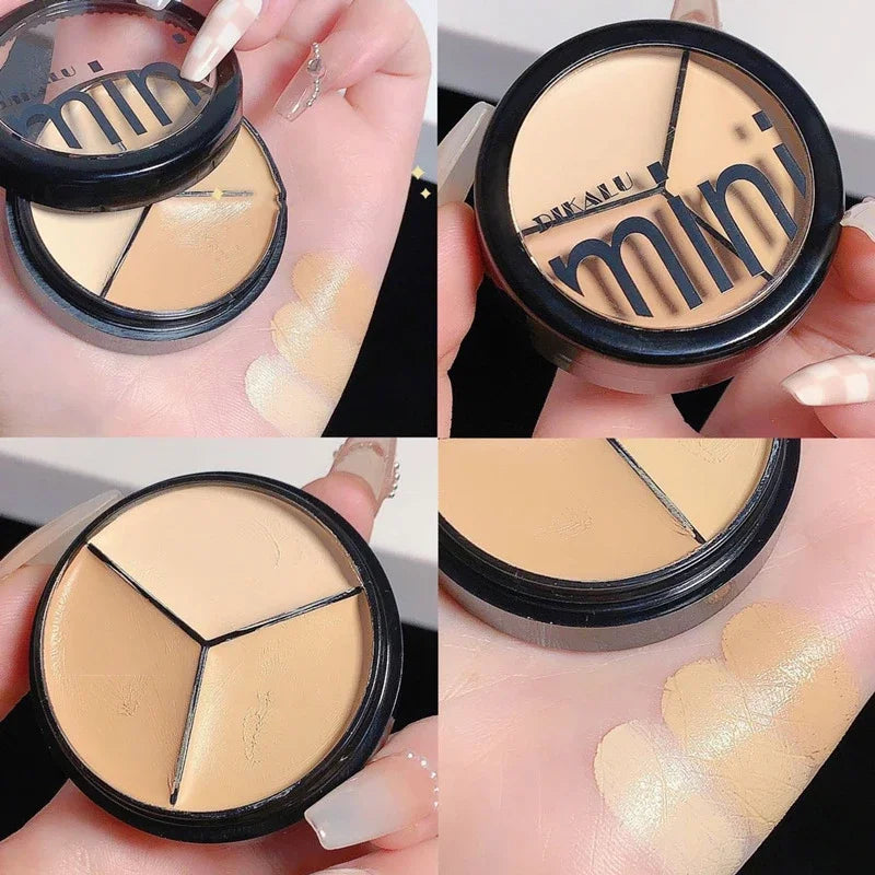 3Color Concealer Full Covers Dark Circles Acne Marks Spots Tear Furrows Concealer Cream Brighten Face Even Skin Color Foundation
