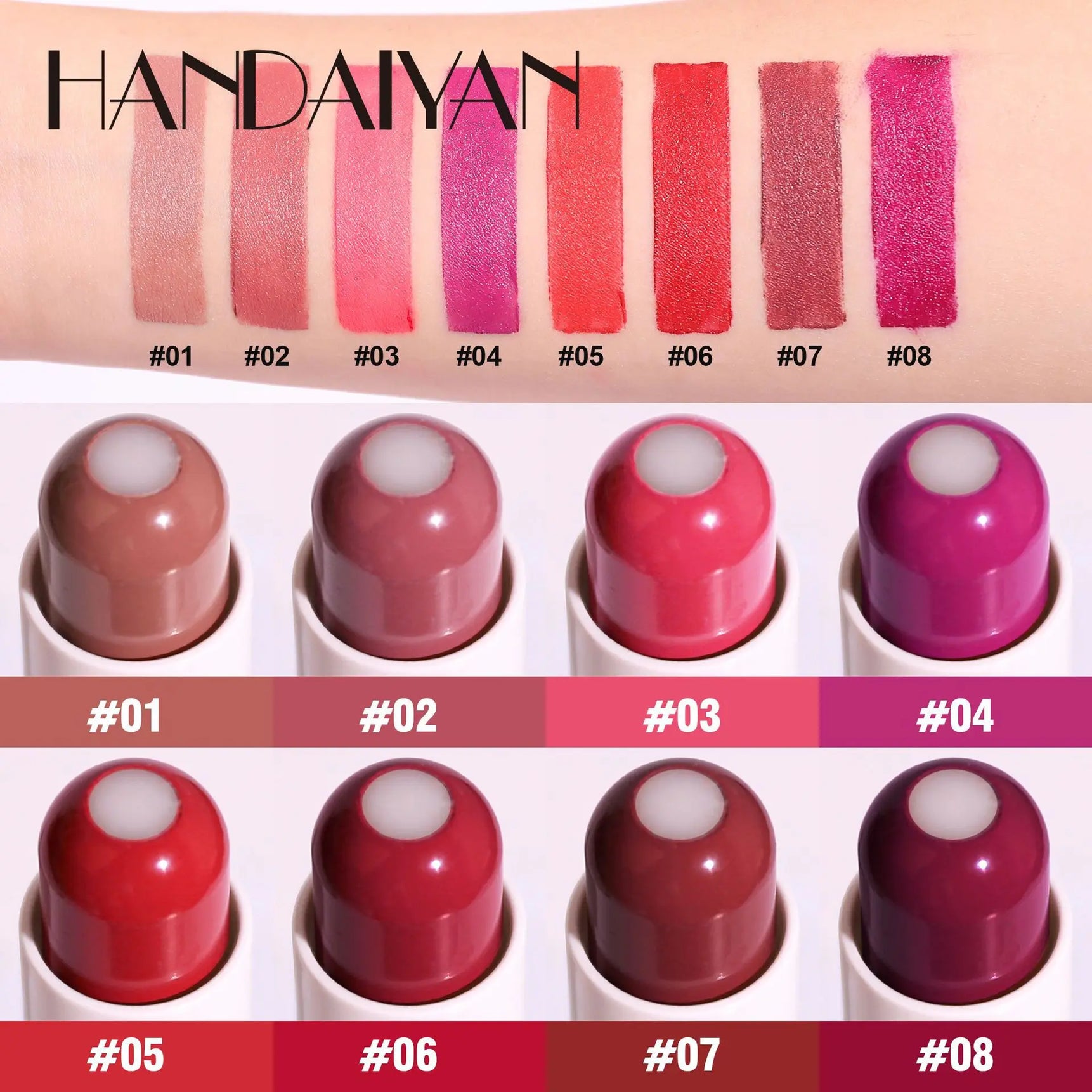 Handaiyan two in one matte lipstick moisturizing sandwich lipstick 8 colors available