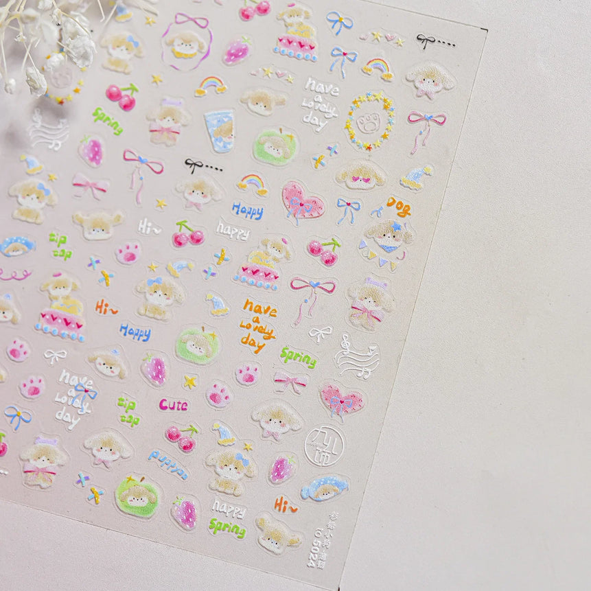 Colorful Water Bubble 5D Nail Art Stickers Goldfish Koi carp Dreamy Polarized Dreamlike Self Adhesive Delicate Manicure Decals