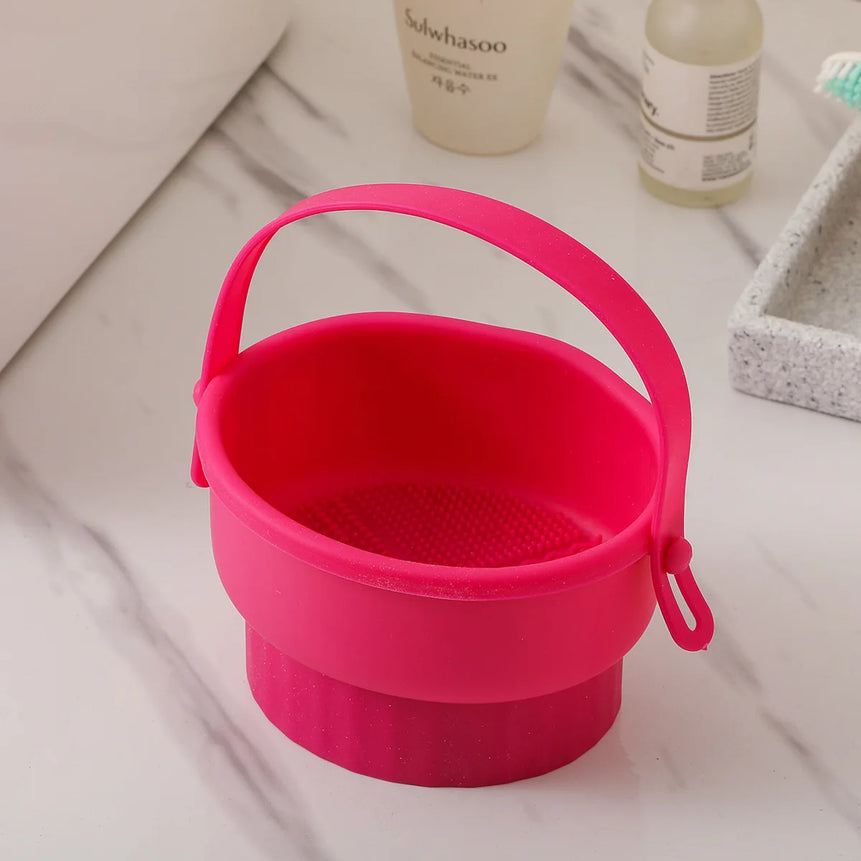 New Makeup Brush Cleaning Bowl Silicone Powder Pouch Storage Rack Beauty Egg Cleaning Artifact Drying Tool
