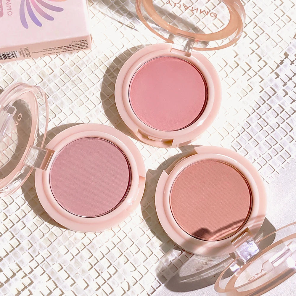Single Shade Natural Pink Matte Blush Powder Palette with Brush Long-Lasting Buildable Soft Pink/ Rosy Glow/ Nude Cheek Contour
