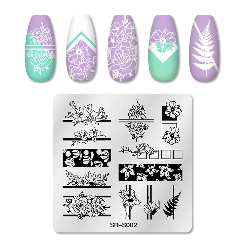 1PC Flower Leaves Line Geometric Stamping Plates Abstract Lady Face Nail Stamp Templates Printing Stencil Nail Art Decoration