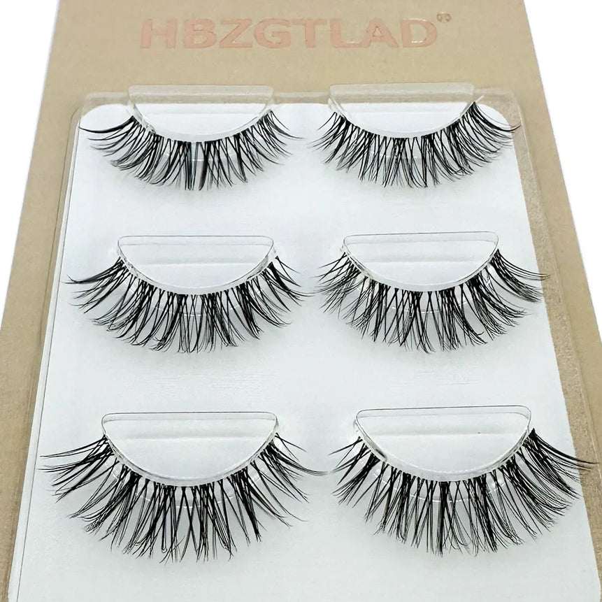 NEW 3Pairs 5d Mink Lashes 3D Mink Eyelashes Invisible Band Natural Black Mink False Eyelash Full Strip cilios posticos Reusable