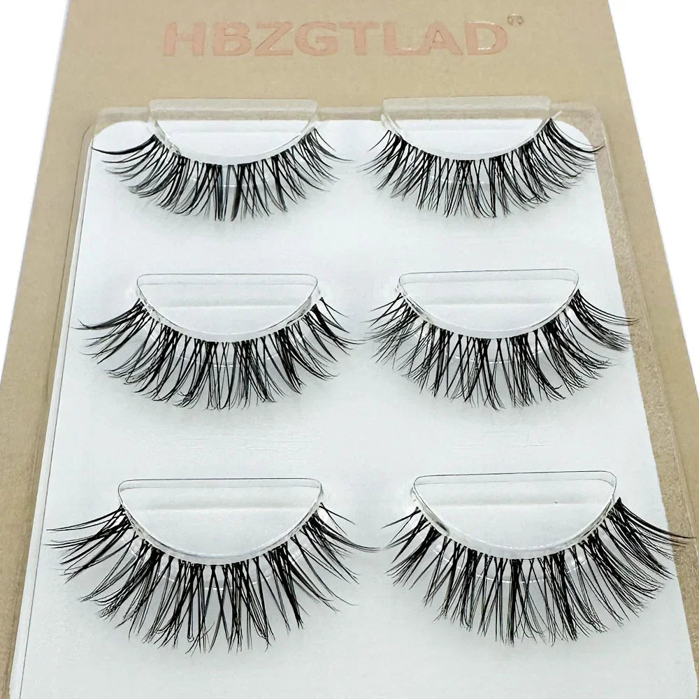 NEW 3Pairs 5d Mink Lashes 3D Mink Eyelashes Invisible Band Natural Black Mink False Eyelash Full Strip cilios posticos Reusable