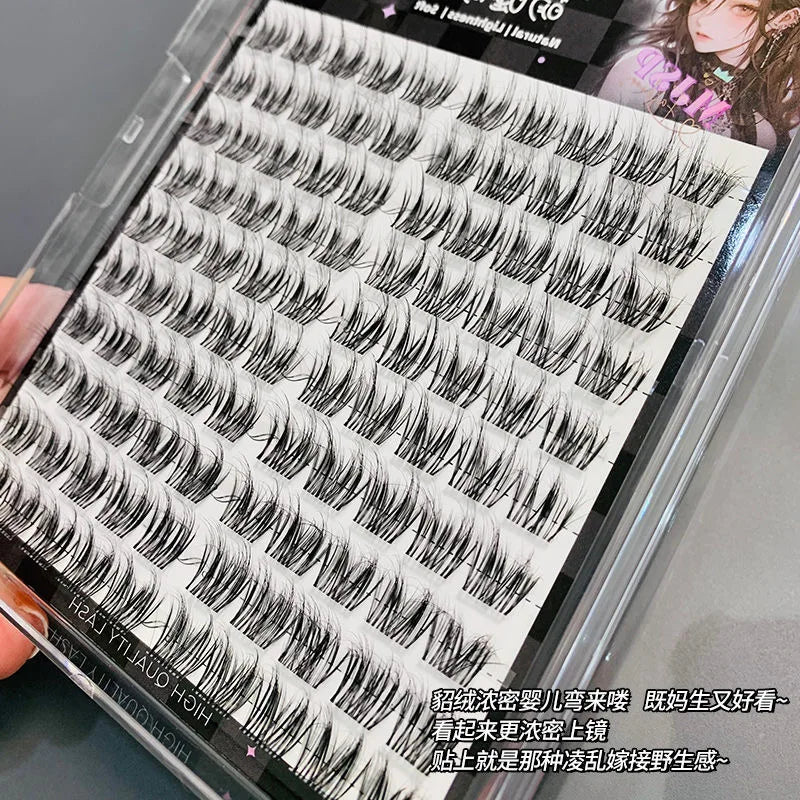 100 Clusters False Eyelashes Fluffy Cat Ear Effect Lashes Individual Cluster Segmented Natural Thick Long Enlarge Eyes