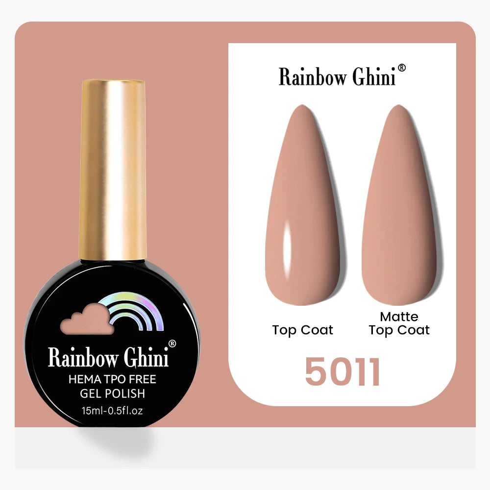 Rainbow Ghini 15ML 146 Colors Long-Lasting Colorful Gel Nail Polish Professional UV/LED Gel Polish Base Coat Matte Top Coat