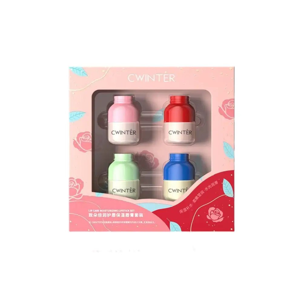 4PCS Hydrating Lip Balm Christmas Gift Set Plumping Moisturizer Nourishing Repair Gel Care Kit Lipstick Base Lip Gloss Treatment