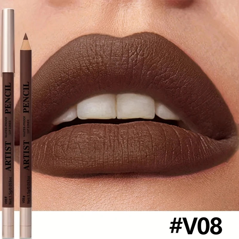 Matte Lip Liner Pencil Water-Resistant Long-Lasting Non-Dry Formula All Beige Types Matte Lip Makeup for Lipstick &Glossy Liners
