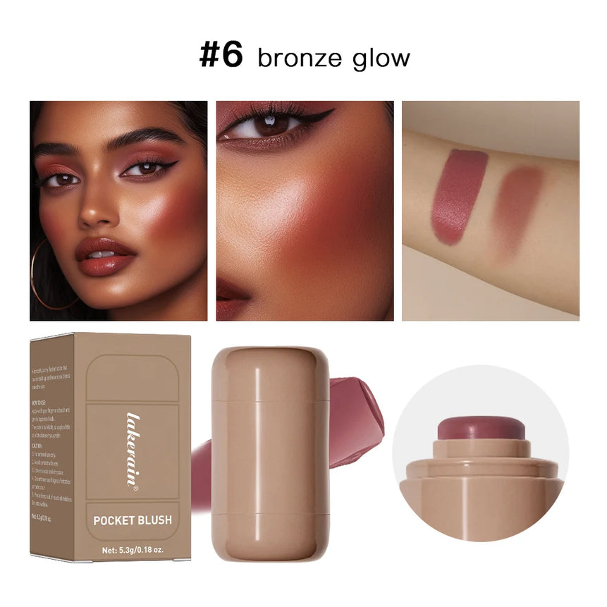 Magic Blush Stick 3-in-1 Cheek Lip Tinted Moistured Blush Stick Silky Brighten Blush Cream Blusher Cosmetics Tubes Matte Contour