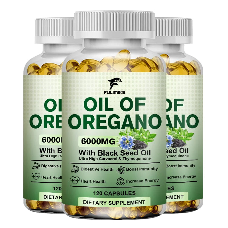 Oil of Oregano Softgels – Organic Oregano Oil Capsules with Black Seed Oil, Immune & Digestive Support, Antioxidant Support