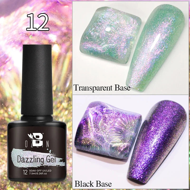 AWStorG 7.5ML Golden Gradient Cat Eye Magnetic Gel Sparkling Glitter Nail Polish Semi Permanent UV Nail Art No Need Base Color