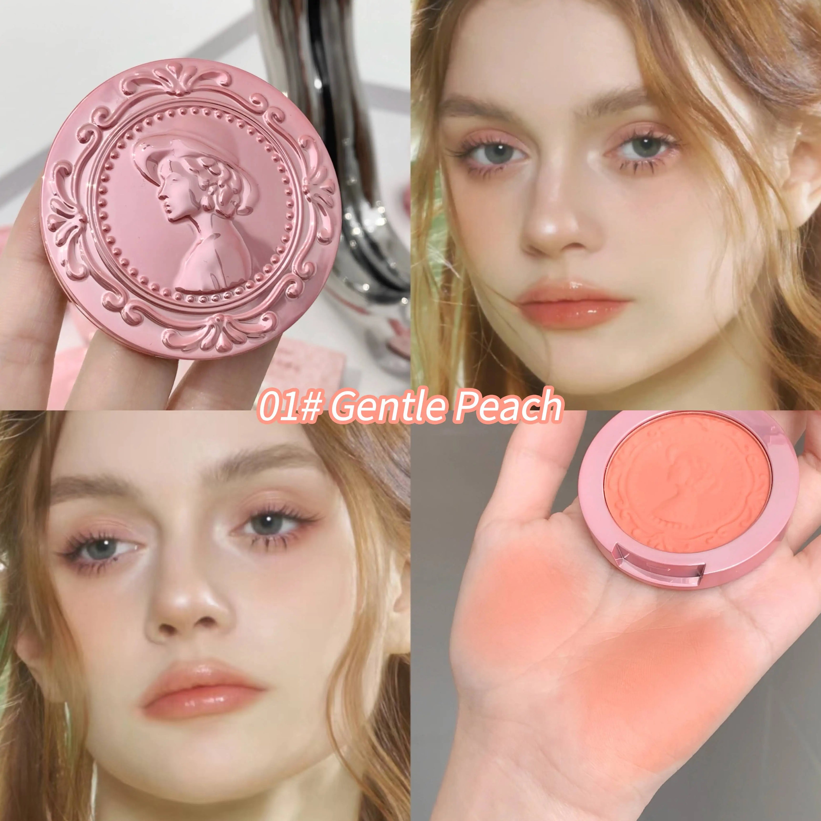 GEGE BEAR 3D Embossed Matte Blush Retro Style Silky Low Saturation Long Lasting Natural Foundation Concealer