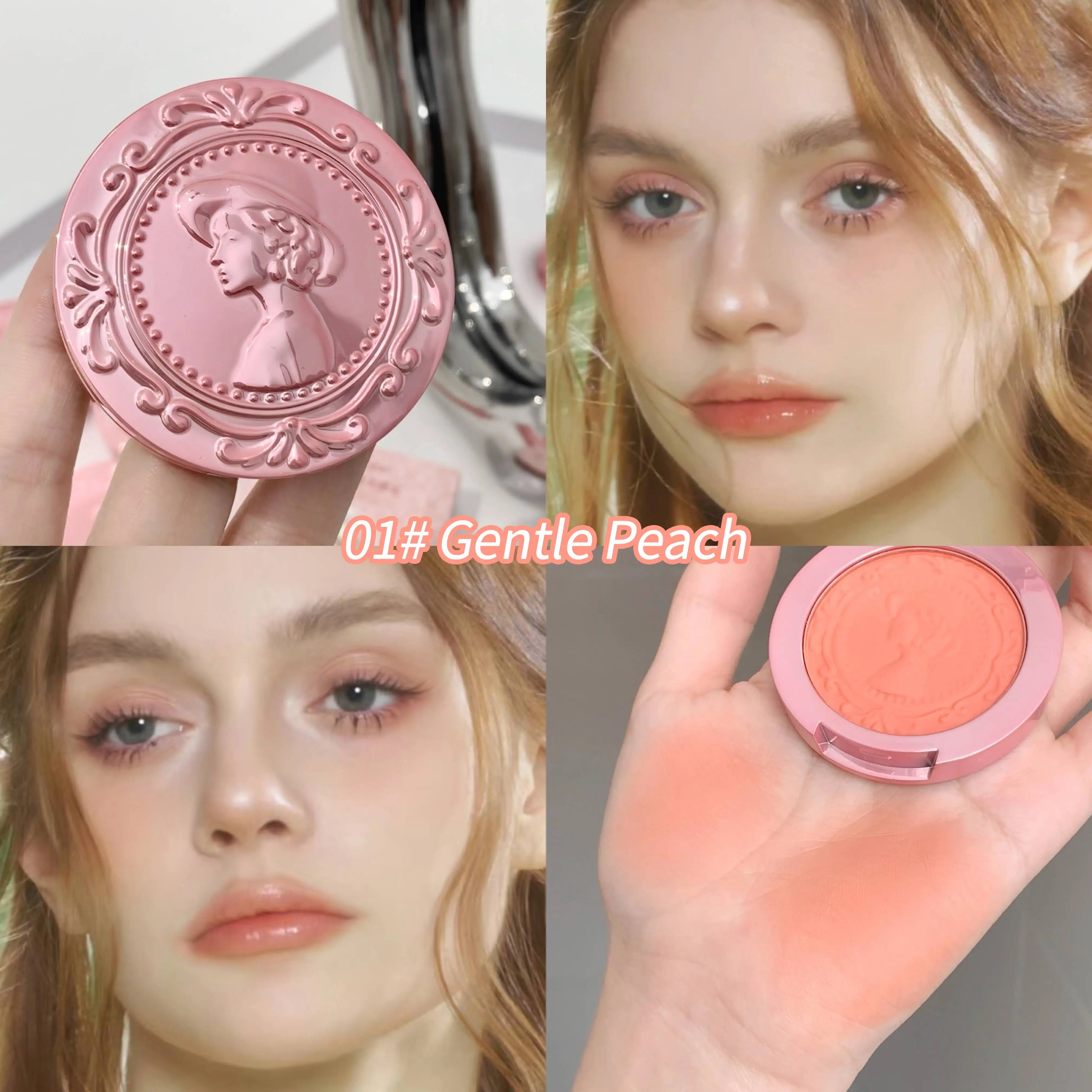 GEGE BEAR 3D Embossed Matte Blush Retro Style Silky Low Saturation Long Lasting Natural Foundation Concealer