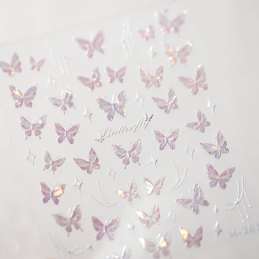 1pcs 5D Rhinestones Butterfly Nail Stickers Kawaii AB Shiny Butterfly Adhesive Nail Art Decorations Decal Design Manicure Tools