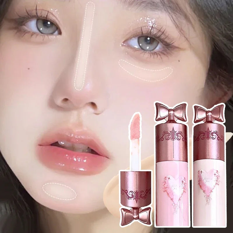 Pink Brightening Concealer Stick Waterproof Highlighting Liquid Moisturizing Concealer Cream Cover Acne Spot Dark Circles Makeup