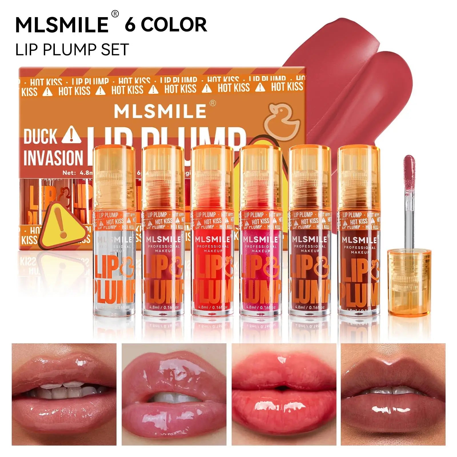 Lip Plumper Gloss Oil Moisturizing Mirror Finish Long Lasting Shine Fruit Scented Duck Mouth Liquid Lipstick Set