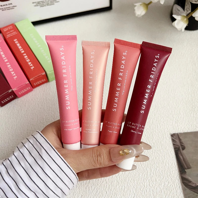 Summer Friday's Vanilla Beige Lip Balm Moisturizing Transparent Lipstick Set Smooth Soft Tube Mirror Lip Gloss Lip Makeup