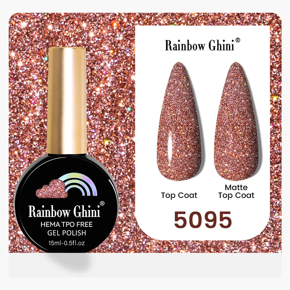 Rainbow Ghini 15ML 146 Colors Long-Lasting Colorful Gel Nail Polish Professional UV/LED Gel Polish Base Coat Matte Top Coat