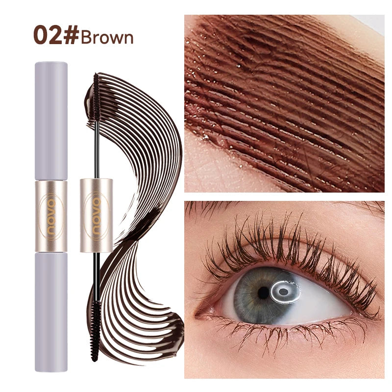 Dual-Ended Mascara, Eyelash Primer & Mascara, Fine & Thick Brush Heads, Volumizing & Lengthening, Long-Lasting, Water Resistant,