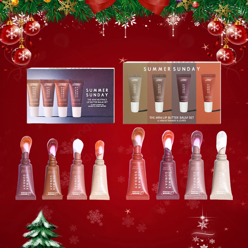 Christmas gift Moisturizing Mirror Lipstick Vanilla Powder Sugar Coffee Cake Smell Lipstick Transparent Oil Makeup Set