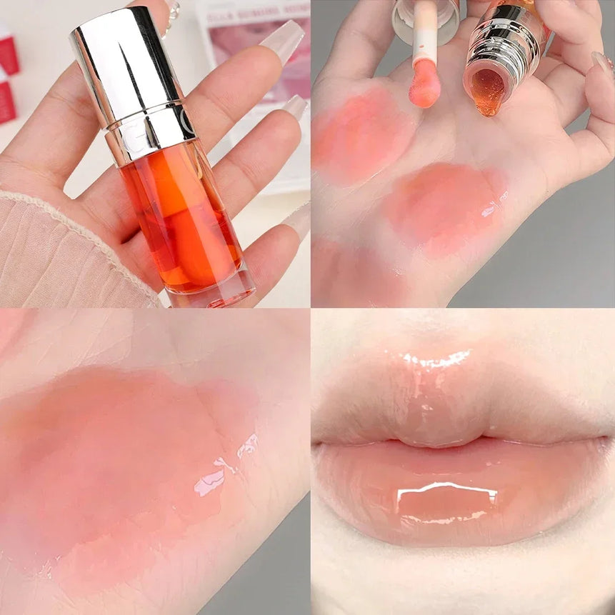 Water Mirror Lip Gloss Transparent Colored Glass Lip Oil Waterproof Lasting Moisturizing Lip Plumper Lipstick Makeup Cosmetics