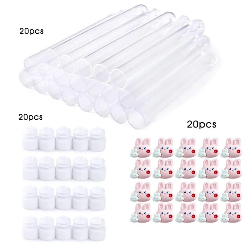 20Pcs Reusable Eyelash Brush Tube Christmas Style Disposable Mascara Wands Applicator with Tube Dust-proof Tubes Makeup Tools