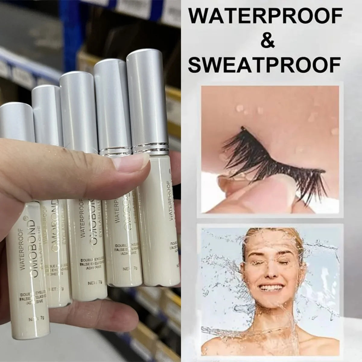 7g Eyelash Glue Waterproof Gel Strong Hold for Professional Salon & Home Use Suitable for False Lashes/Individual/Cluster Lashes