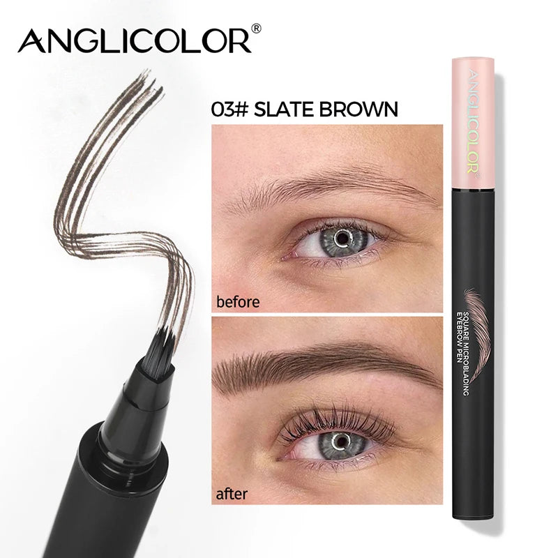 Liquid Wild Eyebrow Pencil Square Angled Brush Multifunction 3D Brow Dye Cream Hairline Anti-smudge Waterproof Eyebrow Tint Pen