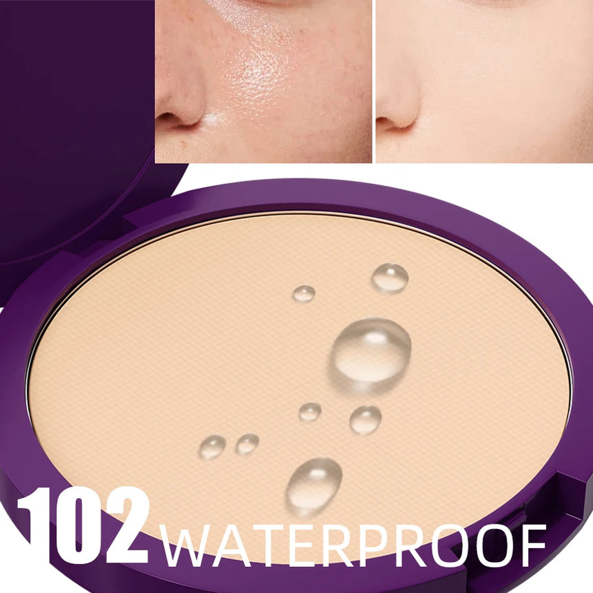 5 Colors Matte Full Coverage Pressed Powder Foundation 24H Fresh Wear Matte Weightless Finishing Powder Cosmetic Face Makeup