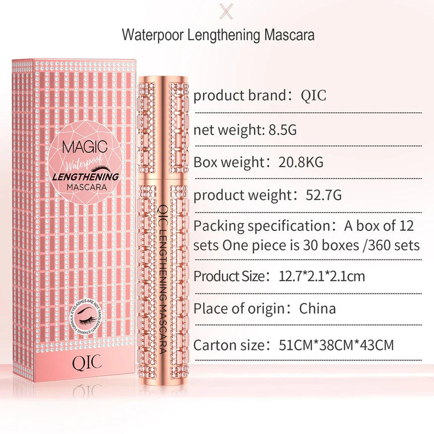 Waterproof 4D Diamond Shine Volume Curl Mascara Luxury Style Smudge-proof Eye Makeup for All Skin Types Eye Cosmetics