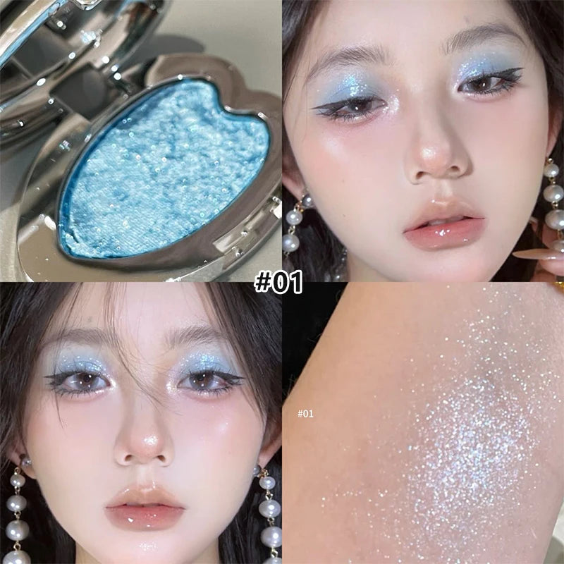 Chameleon Smoked Blue Eyeshadow Monochrome Diamond Highlighter Contouring Palette Fine Flash Brighten Metallic Eye Shadow Makeup