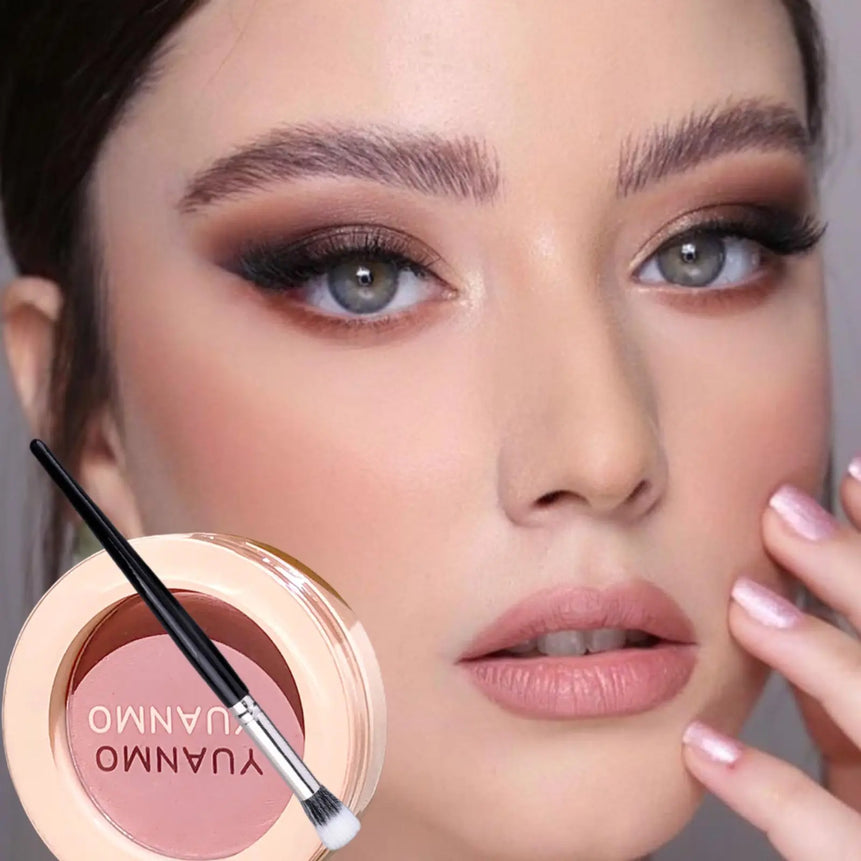 Single Shade Natural Pink Matte Blush Powder Palette with Brush Long-Lasting Buildable Soft Pink/ Rosy Glow/ Nude Cheek Contour