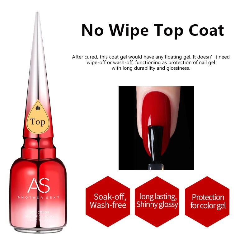 AS GEL Russian Matte Top Coat UV Gel Nail Polish 15ML Frosted Non Stick Powder Mat Top Coat No Wipe Semi Permanent Seal Gels
