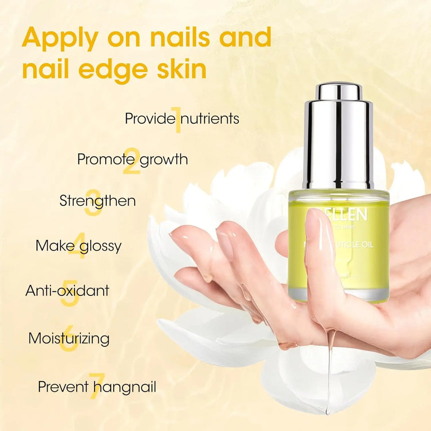 GELLEN 20ml Nails Cuticle Oil Organic Natural Keratin Vitamin E Nail Polish for Hydrating Nourishing Strengthening Supplies