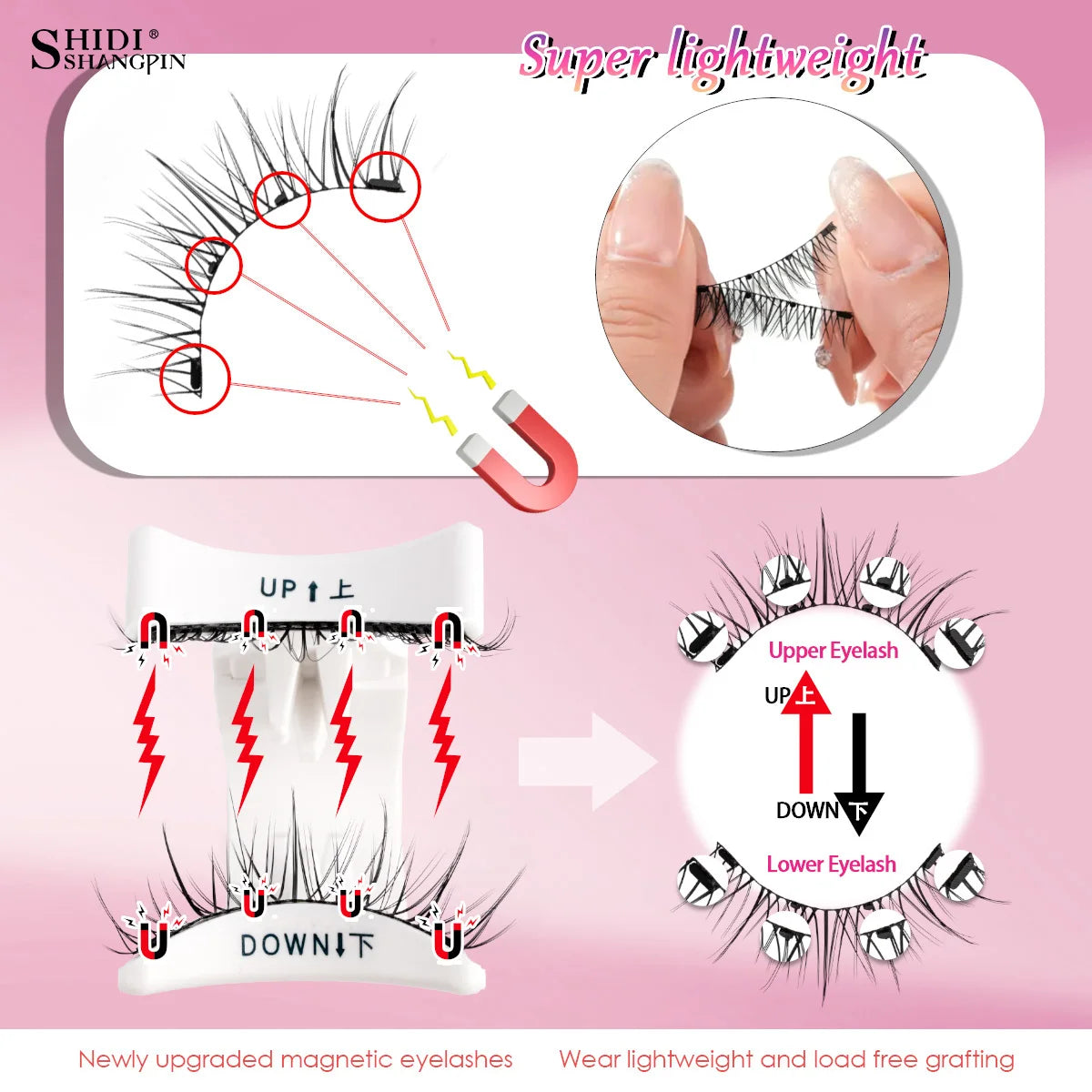 2/1 pair Reusable Magnetic Eyelashes Natural Curler Eyelash Extension Tweezers Set Easy to use Glue Free False 3D Mink Eyelashes