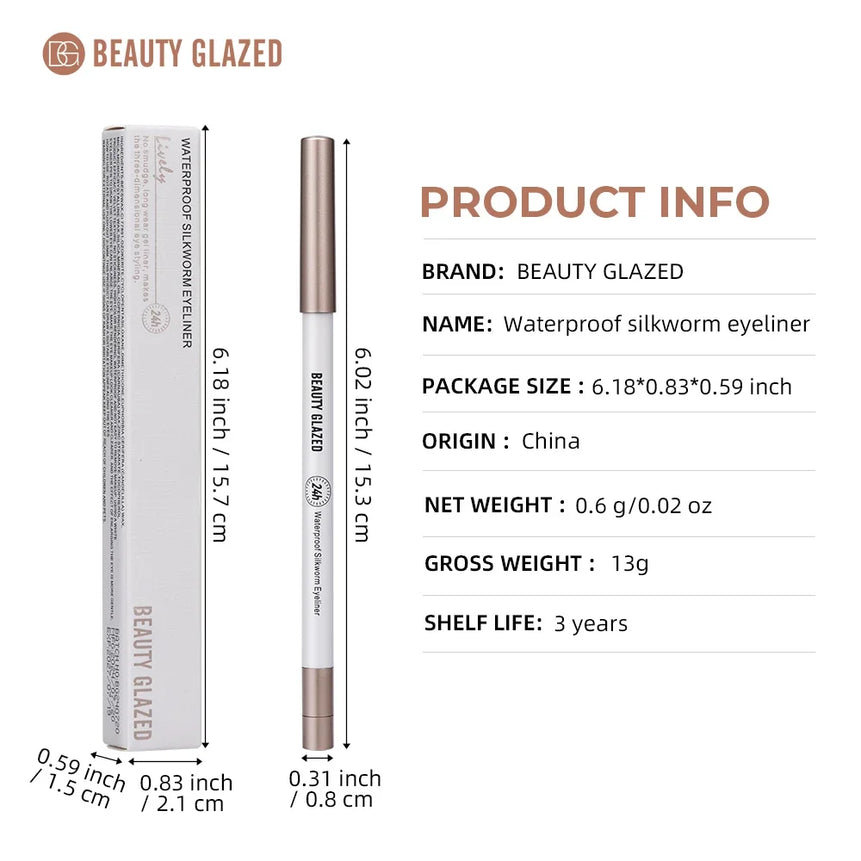 BEAUTY GLAZED Lasting Soft Gel Waterproof Highlighter Gel Pen White eyeliner Lying Silkworm Pen Eyes Makeup