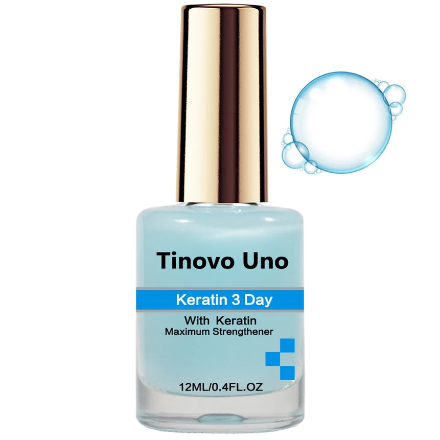 Tinovo Uno Keratin Nail Growth Light Blue 3 Day Maximum Strengthener for Damaged Nails 12ML Protein Nail Art Treatment Care Tool