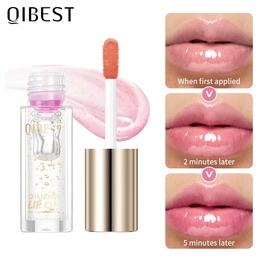 QIBEST Color Changing Lip Oil Moisturizing Transparent Jelly Lip Balm Long-term Lipgloss Nourishes Lip Plumper Oil Makeup New