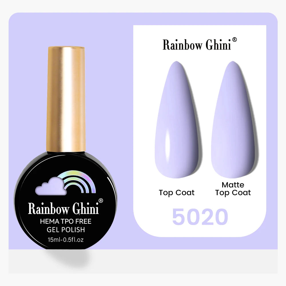Rainbow Ghini 15ML 146 Colors Long-Lasting Colorful Gel Nail Polish Professional UV/LED Gel Polish Base Coat Matte Top Coat