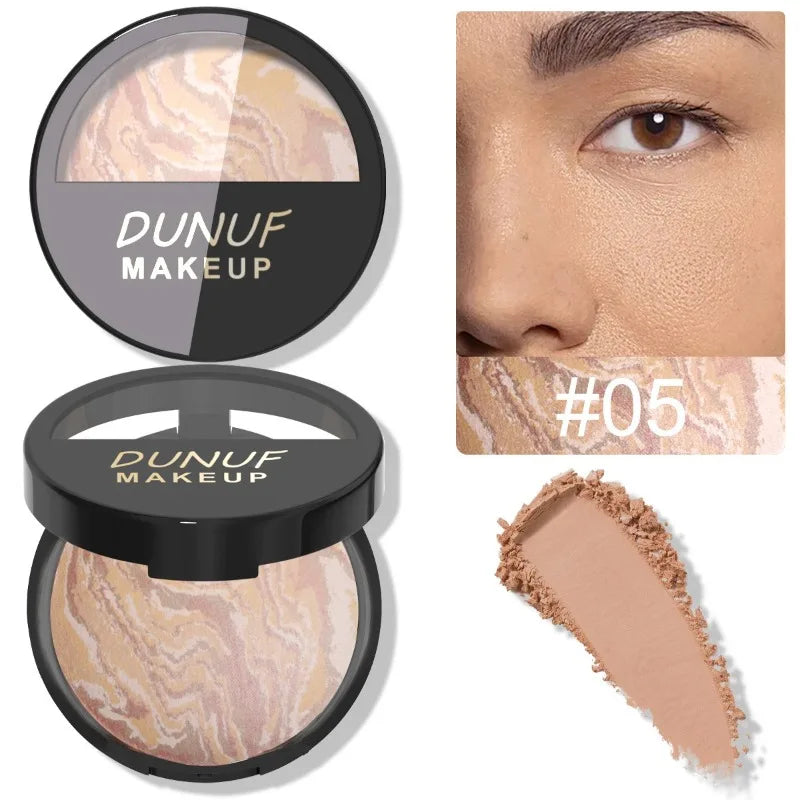 3 Color Natural Blush Bake Powder Palette Matte Blush Lightweight Breathable Makeup Contouring Cheek Redness Correcting Powder