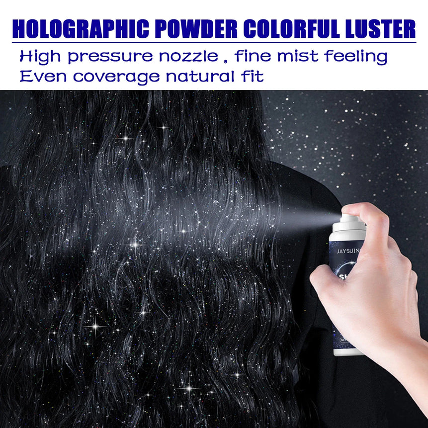 Shiny Glitter Spray Radiant Silver Glitter Spray for Hair &Body Instant Holographic Highlight Sparkling Shimmer Makeup for Party