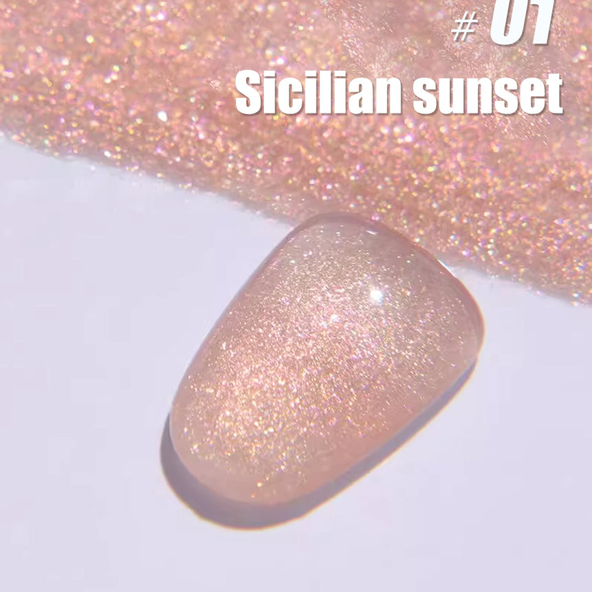 MIANEL1-12pcs 12ML Pink Blue White Green Series With Explosive Glitter Gel Nail Polish, Popular Yun Brocade Diamond Gel Polish